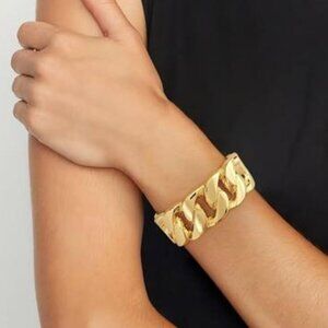 Chunky Gold Tone Bangle Bracelets for Women Thick Wide Hinged Cuff Bracelet
